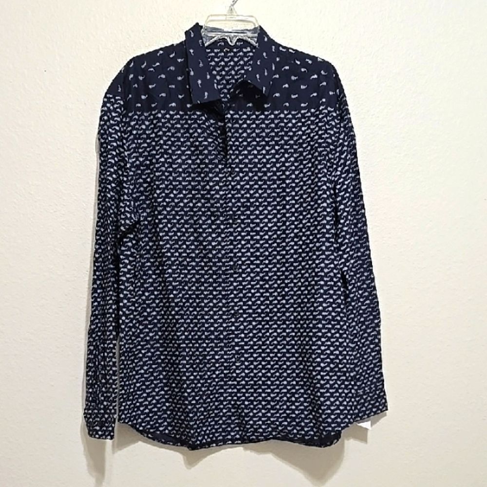 Ellie Tahari Paisley Design Button Down Blouse NWOT XL(missing See Measurement